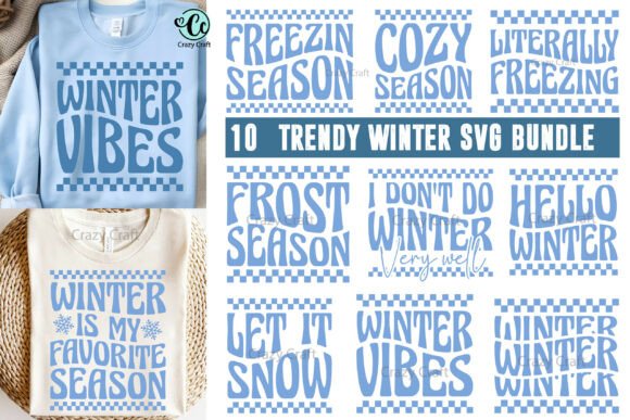 10 Trendy Winter T-shirt SVG PNG Bundle