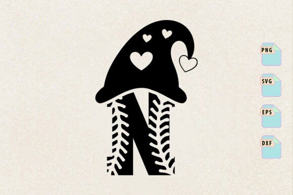 Baseball Christmas Alphabet N Letter SVG