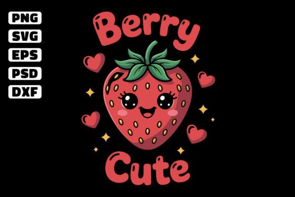 Berry Cute Kawaii Strawberry Gift SVG