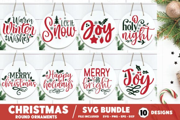 Christmas Round Ornament Svg Bundle