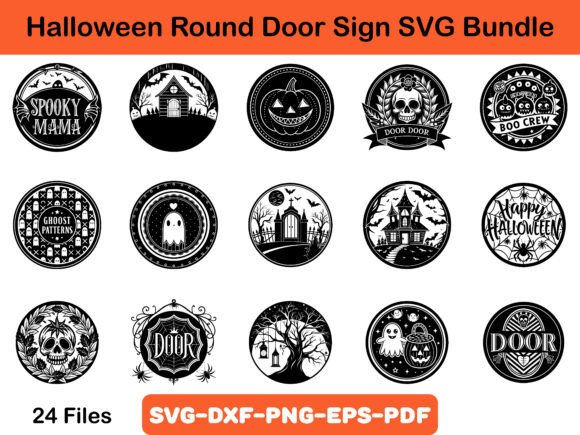 Halloween Round Door Sign SVG Bundle