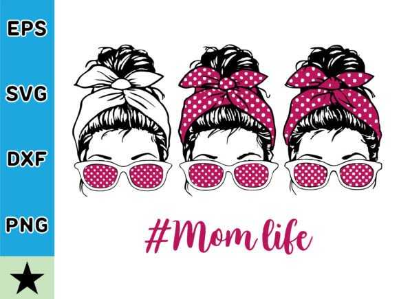 Polka Dot Messy Bun Mom Svg Bundle